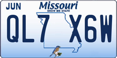 MO license plate QL7X6W