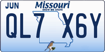 MO license plate QL7X6Y