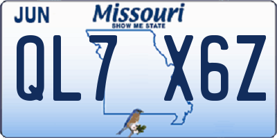 MO license plate QL7X6Z