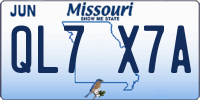 MO license plate QL7X7A