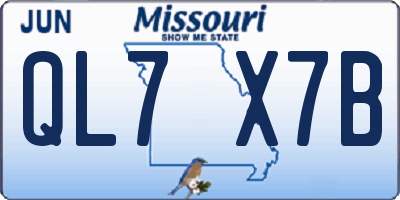 MO license plate QL7X7B