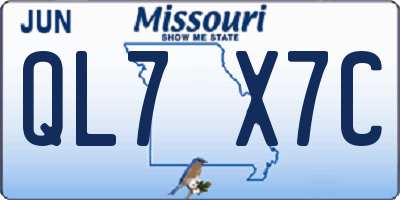 MO license plate QL7X7C