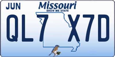 MO license plate QL7X7D