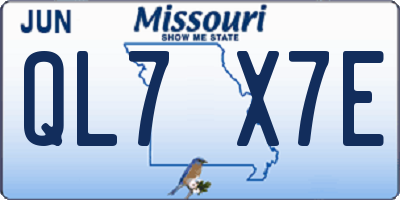 MO license plate QL7X7E