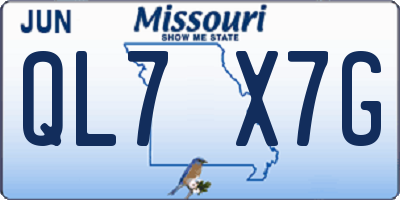 MO license plate QL7X7G