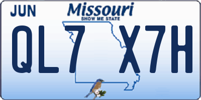MO license plate QL7X7H