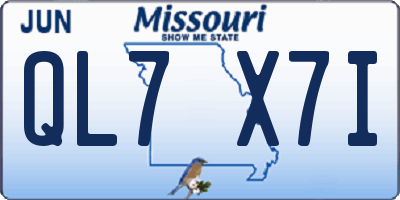 MO license plate QL7X7I