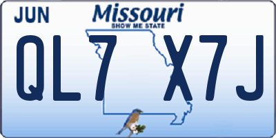 MO license plate QL7X7J