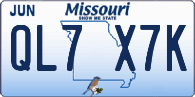 MO license plate QL7X7K