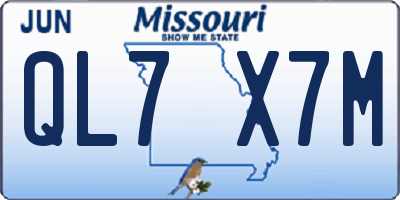 MO license plate QL7X7M
