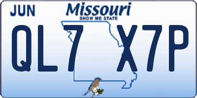 MO license plate QL7X7P