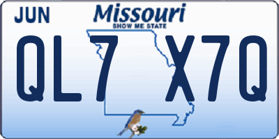 MO license plate QL7X7Q