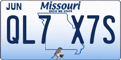MO license plate QL7X7S