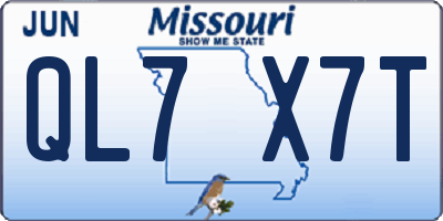 MO license plate QL7X7T
