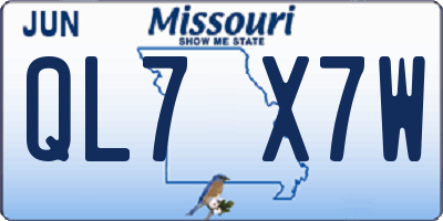 MO license plate QL7X7W