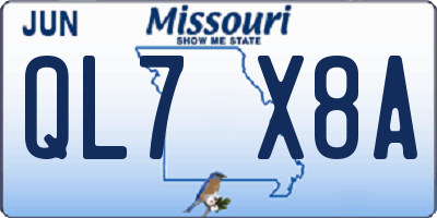 MO license plate QL7X8A