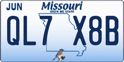 MO license plate QL7X8B