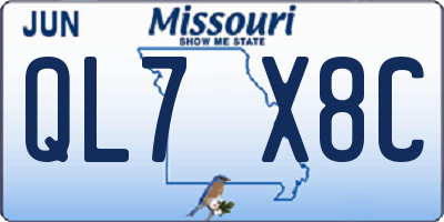 MO license plate QL7X8C