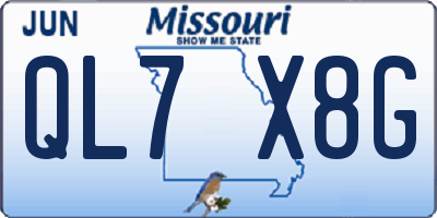 MO license plate QL7X8G