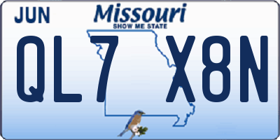 MO license plate QL7X8N