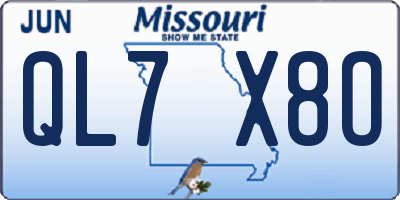 MO license plate QL7X8O