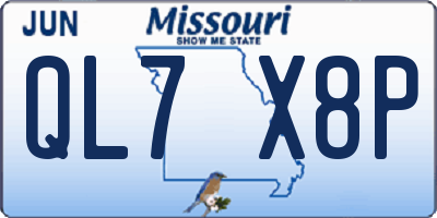 MO license plate QL7X8P
