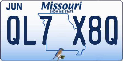 MO license plate QL7X8Q