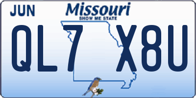 MO license plate QL7X8U