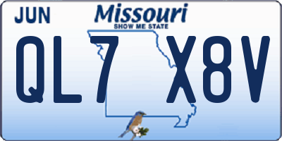 MO license plate QL7X8V