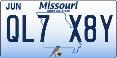 MO license plate QL7X8Y