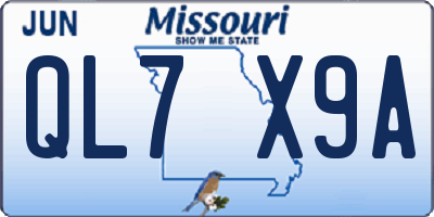 MO license plate QL7X9A