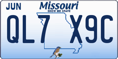 MO license plate QL7X9C