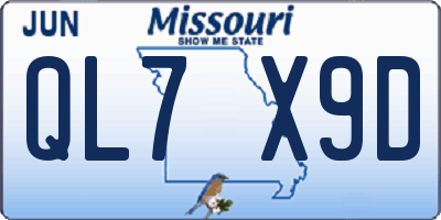 MO license plate QL7X9D