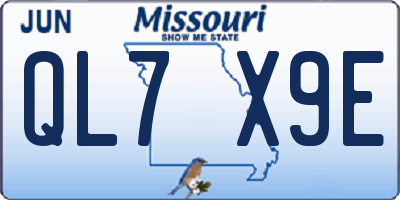 MO license plate QL7X9E