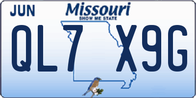 MO license plate QL7X9G