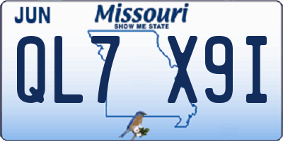 MO license plate QL7X9I