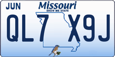 MO license plate QL7X9J