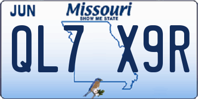MO license plate QL7X9R