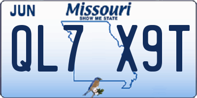 MO license plate QL7X9T