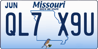 MO license plate QL7X9U