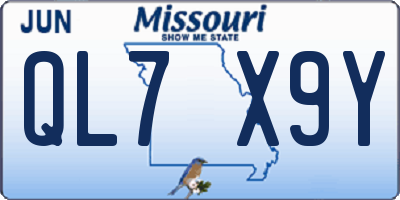 MO license plate QL7X9Y