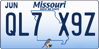 MO license plate QL7X9Z