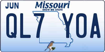 MO license plate QL7Y0A