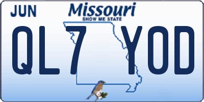 MO license plate QL7Y0D