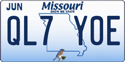 MO license plate QL7Y0E