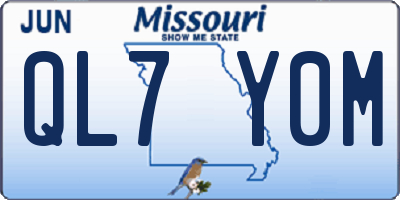 MO license plate QL7Y0M