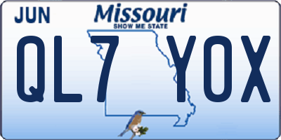 MO license plate QL7Y0X
