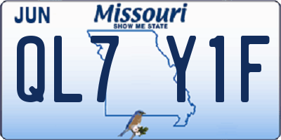 MO license plate QL7Y1F
