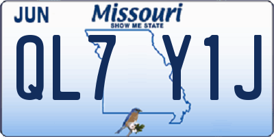 MO license plate QL7Y1J