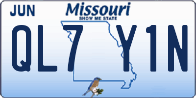 MO license plate QL7Y1N